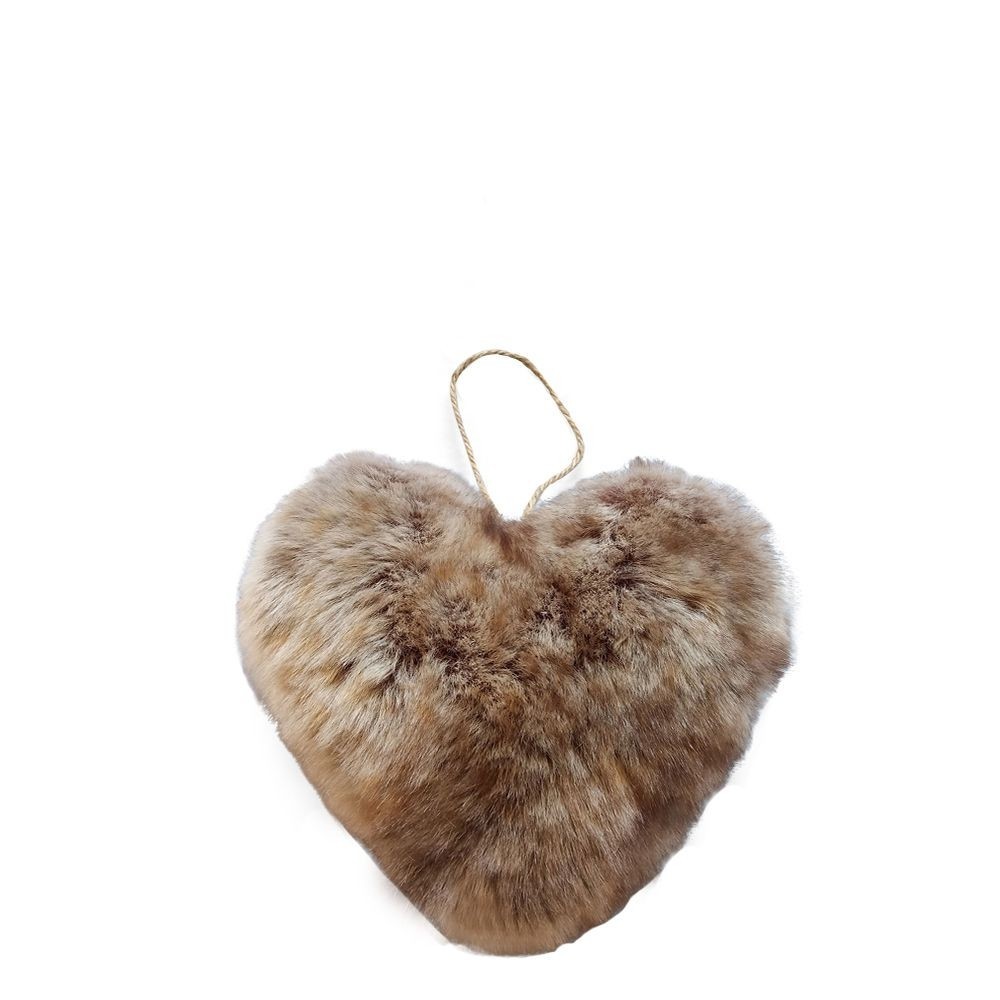 Závěsná dekorativní ozdoba chlupatého hnědého srdce - 10*5*10cm Mars & More