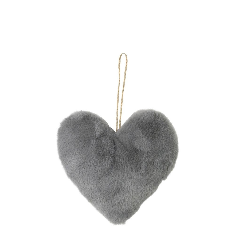 Závěsná dekorativní ozdoba šedé srdce - 10*5*10cm Mars & More