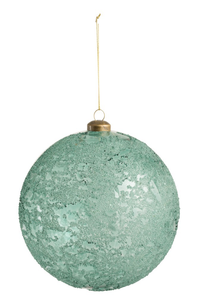 Vánoční skleněná azurová ozdoba - Ø 15 cm J-Line by Jolipa