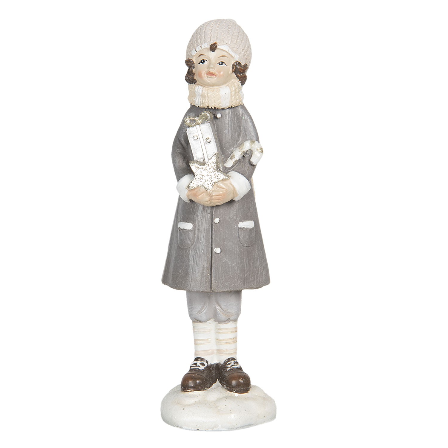 Dekorační figurka holčičky s dárkem Bebe - 4*4*16 cm Clayre & Eef