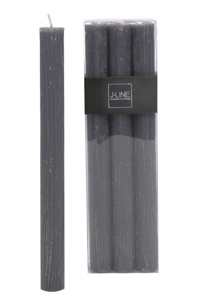 Box 6ks šedá stolní svíčka Granite - Ø 2,5*24cm/13h J-Line by Jolipa