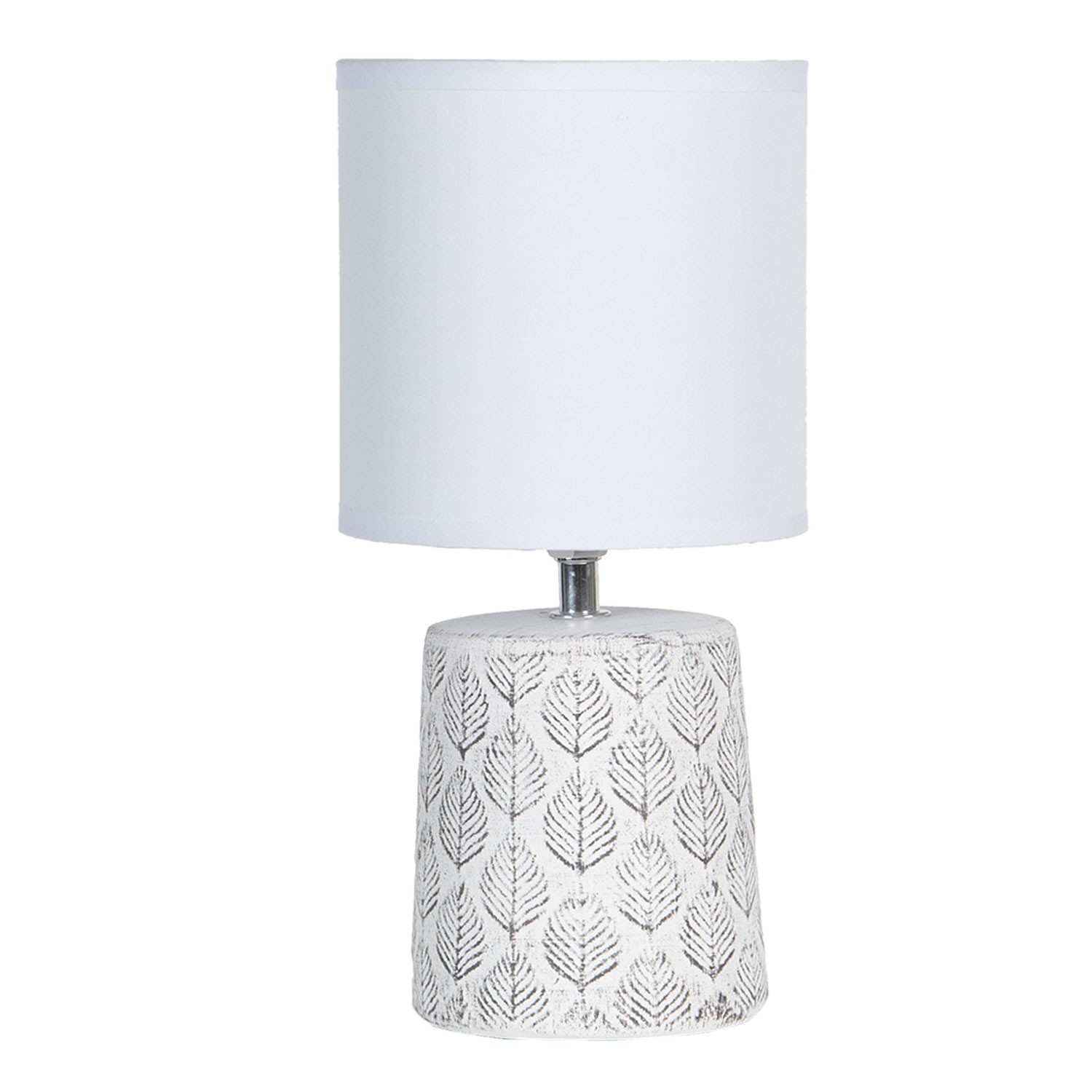 Stolní lampa s listy a bílým stínidlem - Ø  15*31 cm E14/max 1*40W Clayre & Eef