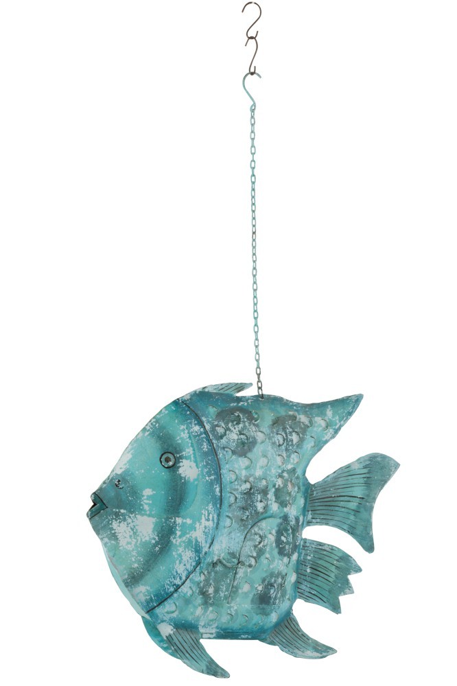 Modrý závěsný svícen veliká ryba Fish Sphere -  78*17*129 (64) cm J-Line by Jolipa