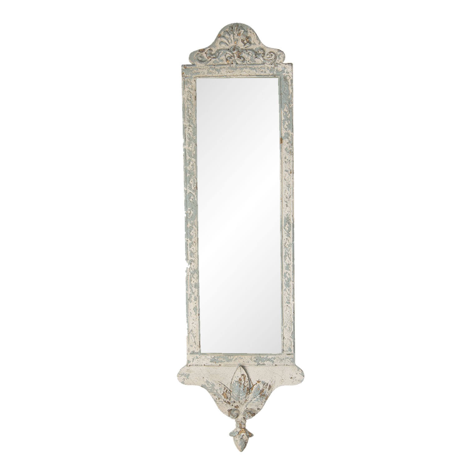 Bílé antik kovové nástěnné zrcadlo Frigie - 23*2*72 cm Clayre & Eef