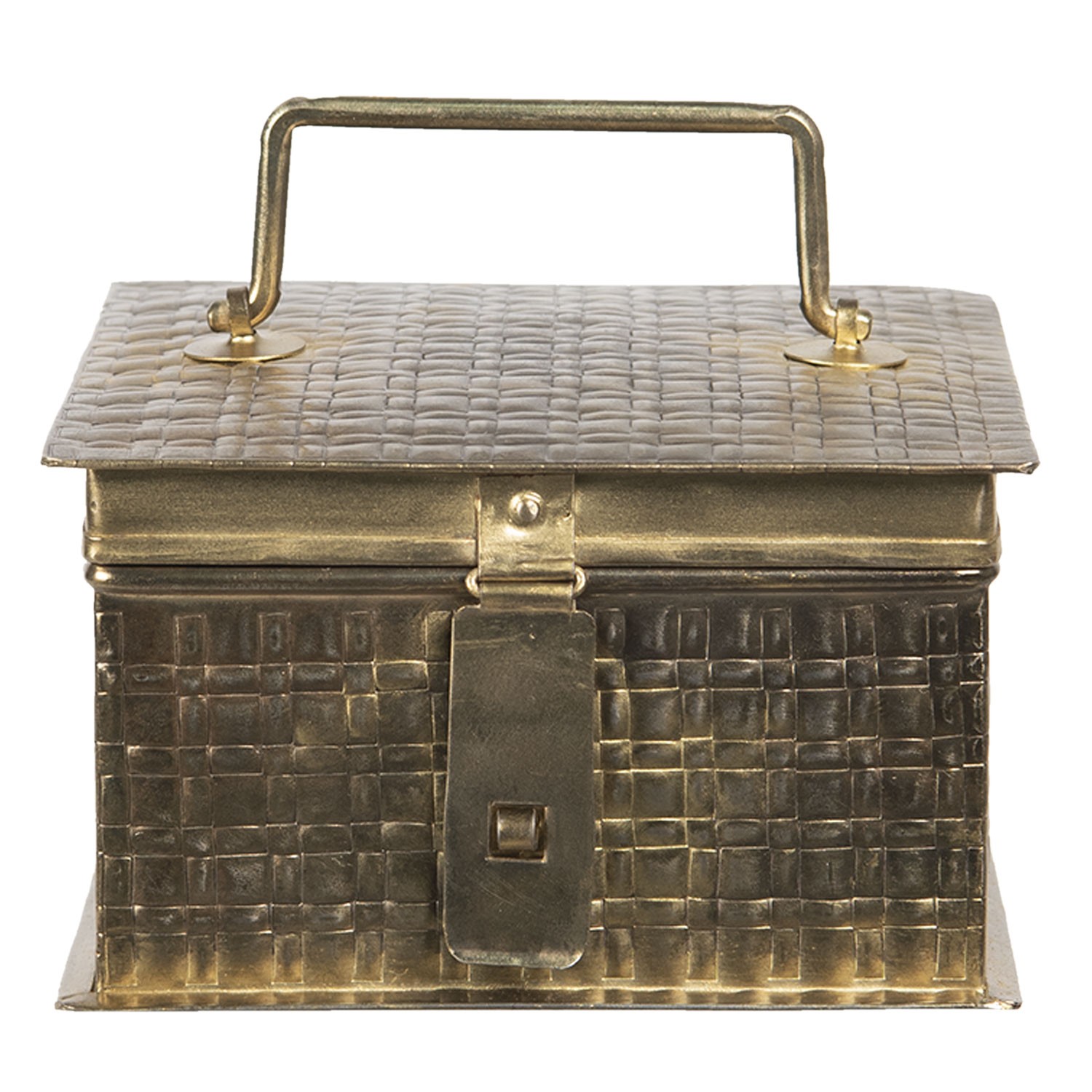 Kovový úložný box ve zlaté barvě Marcelon - 17*17*10 cm Clayre & Eef