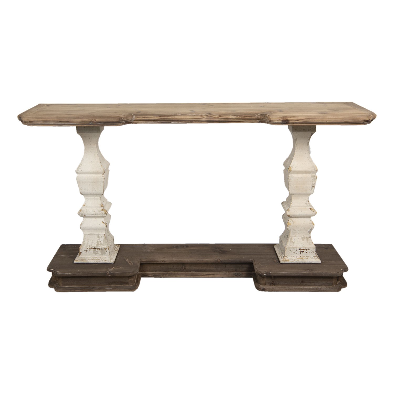 Hnědo bílý dřevěný nástěnný stůl Henri - 157*40*86 cm Clayre & Eef
