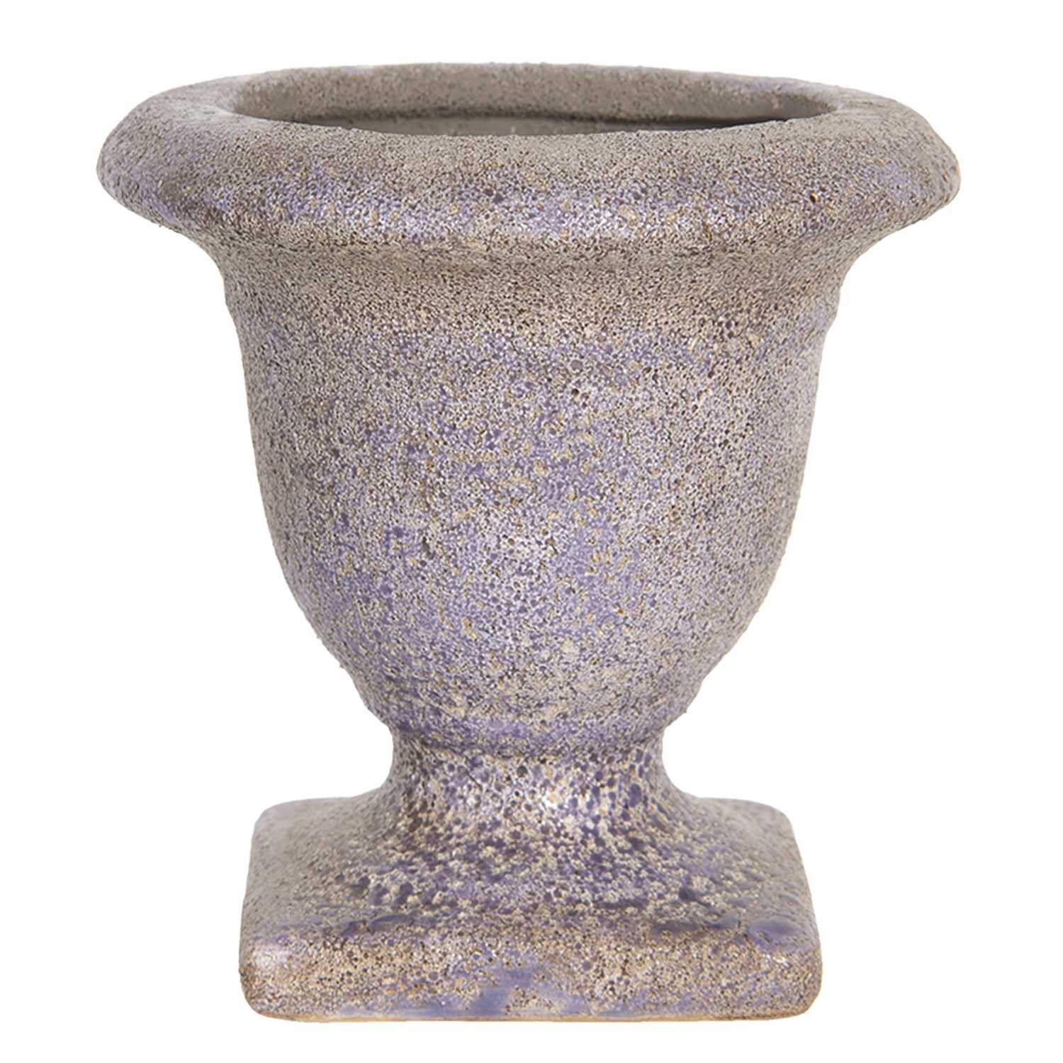 Fialový keramický květináč s patinou v antickém stylu Tasse – Ø 12*12 cm Clayre & Eef