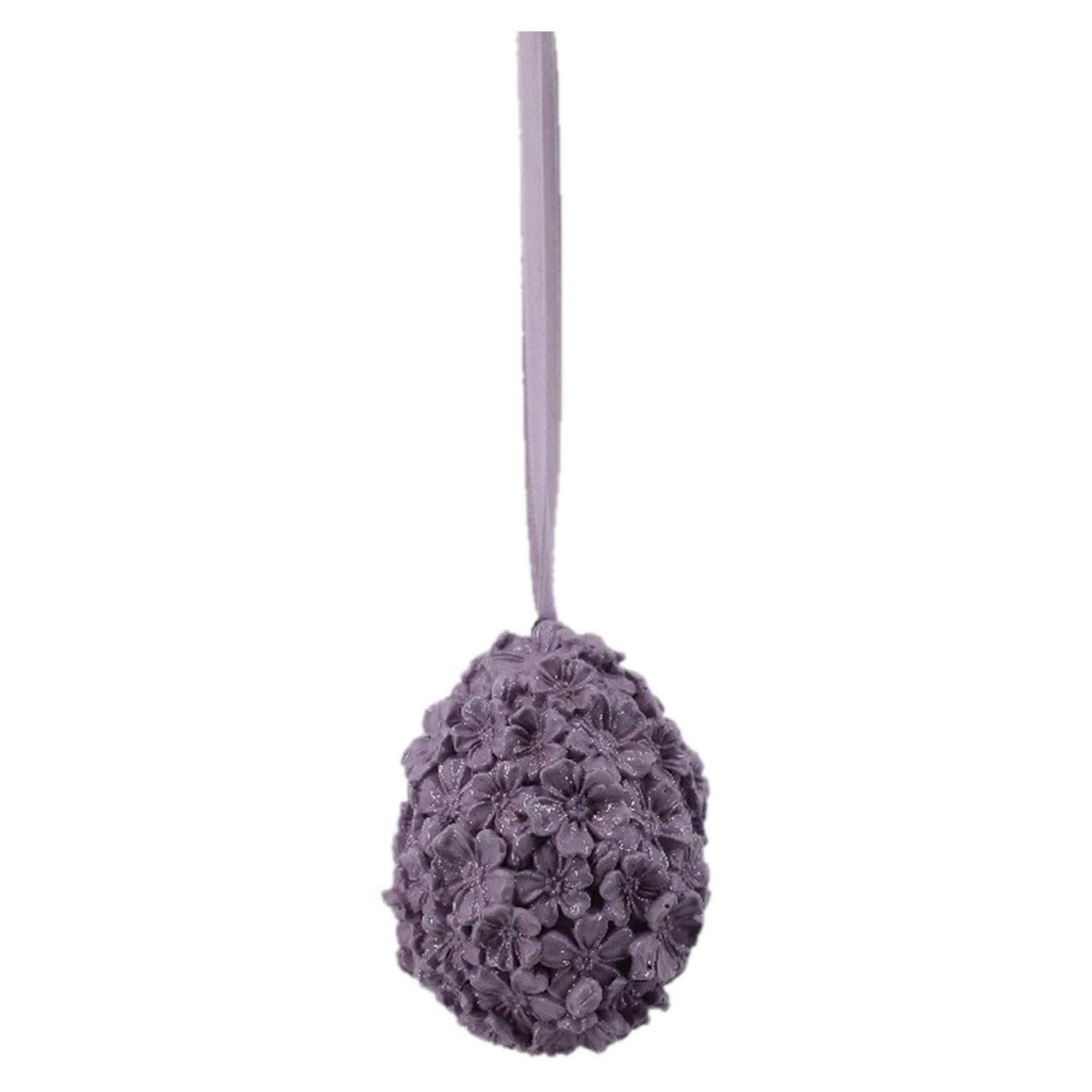 Dekorace fialové vejce z květů - Ø 5*7 cm Clayre & Eef