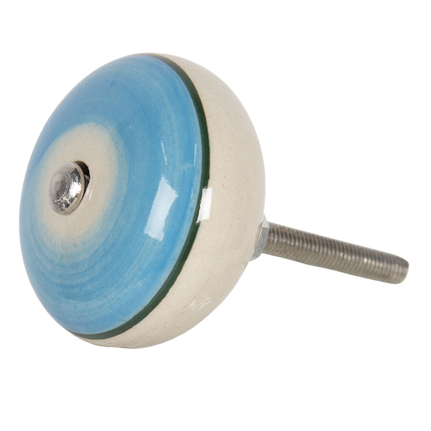 Modrá keramická úchytka ve vintage stylu Cercle – Ø 4*3 cm Clayre & Eef