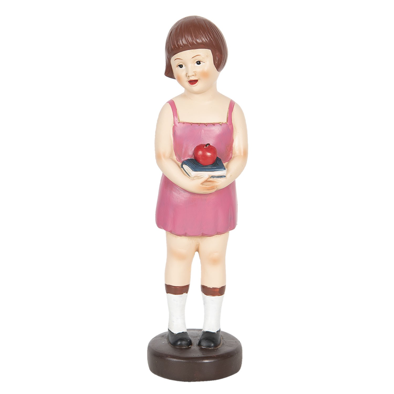 Dekorativní soška dívky s knihou a jablkem - 8*8*29 cm Clayre & Eef