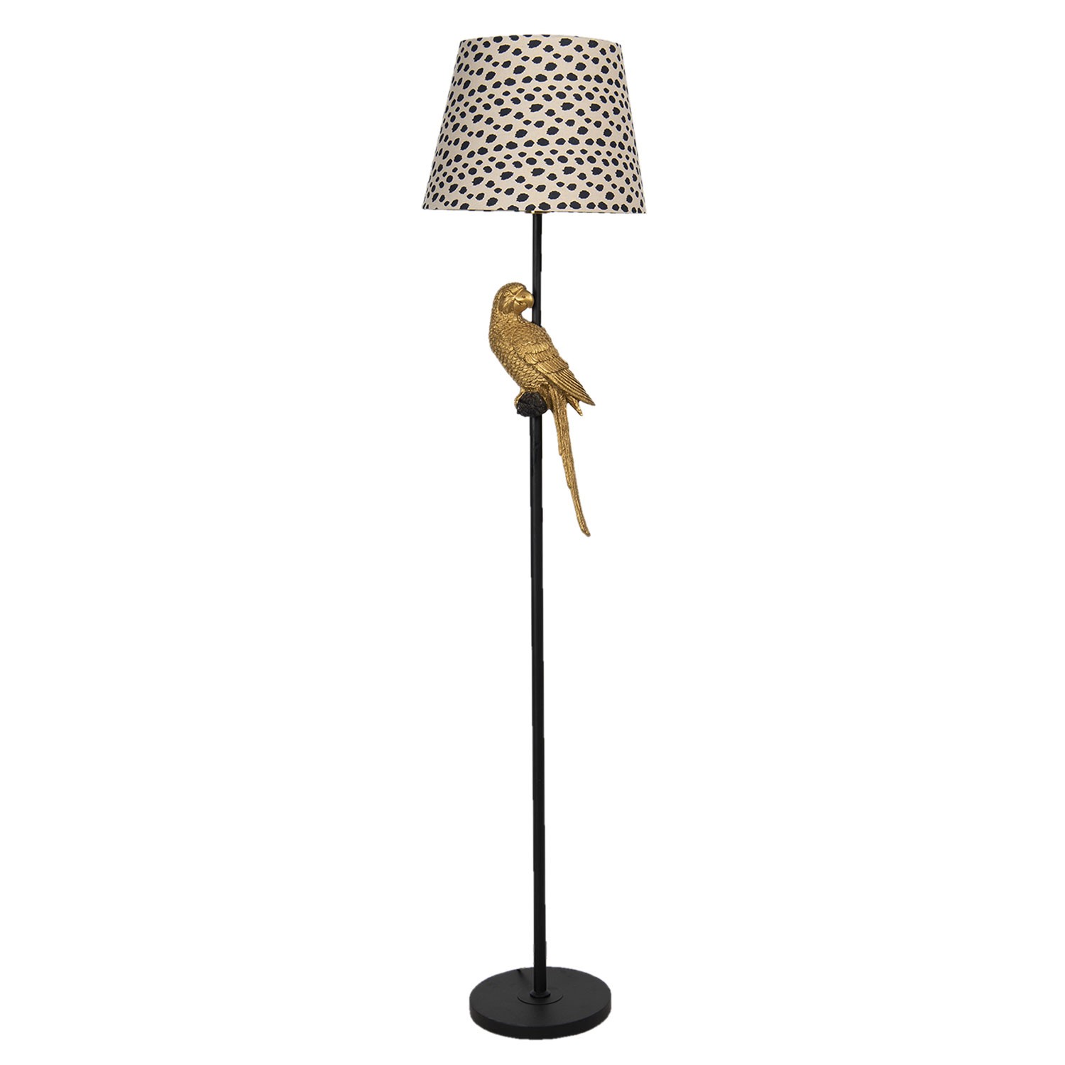 Stojací lampa se vzorovaným stínidlem a dekorací papouška – Ø 37*165 cm E27 Clayre & Eef