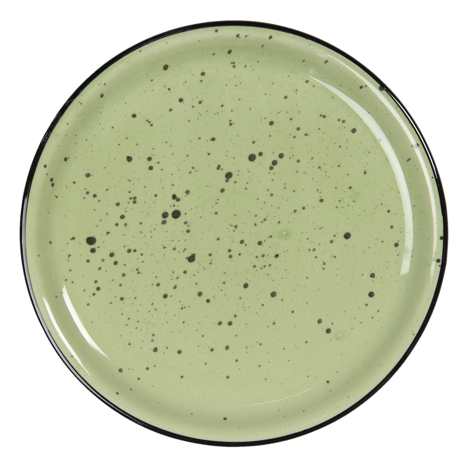 Zelený keramický talíř s kaňkami Printemps – Ø 22*3 cm Clayre & Eef