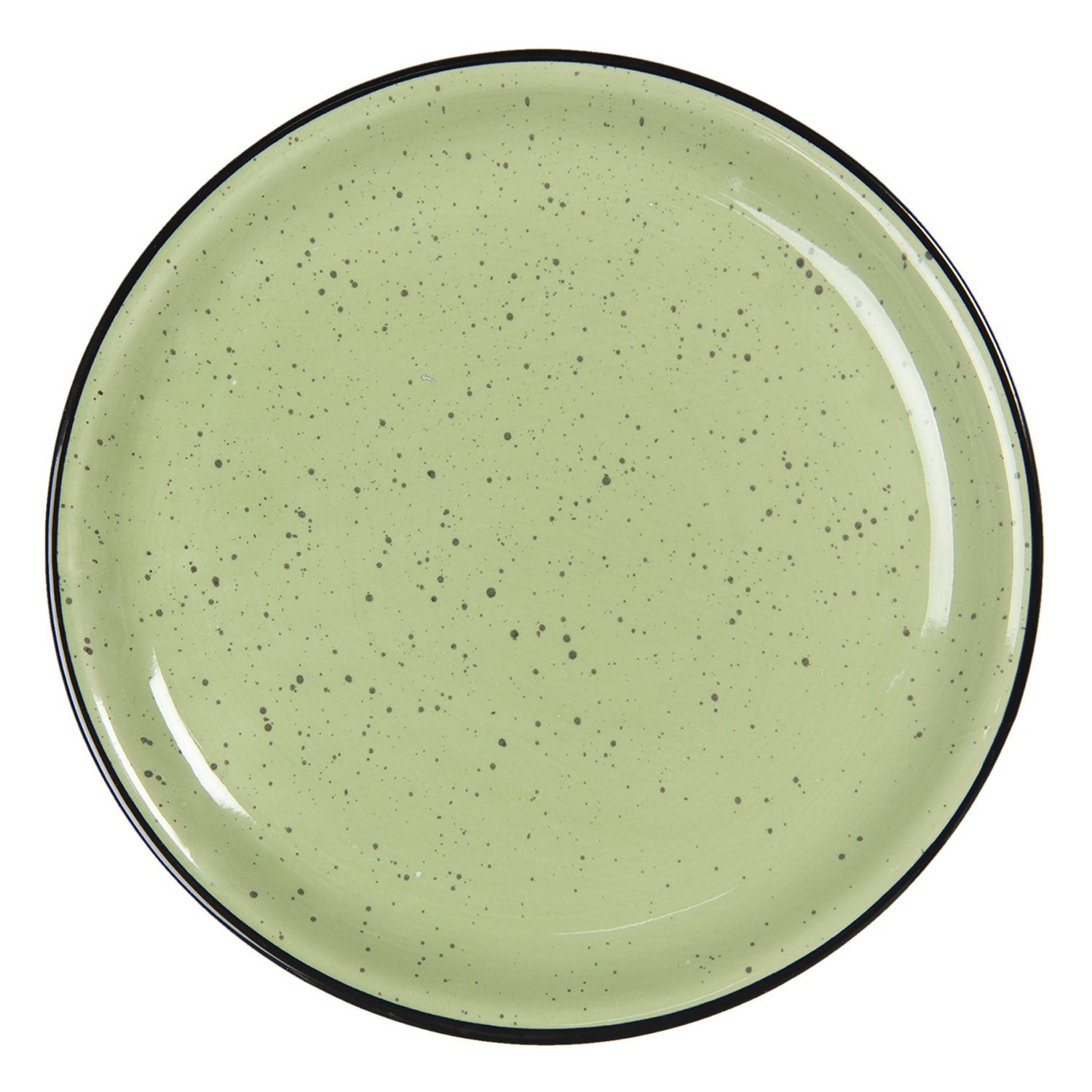 Mělký zelený keramický talíř s kaňkami Printemps – Ø 27*3 cm Clayre & Eef