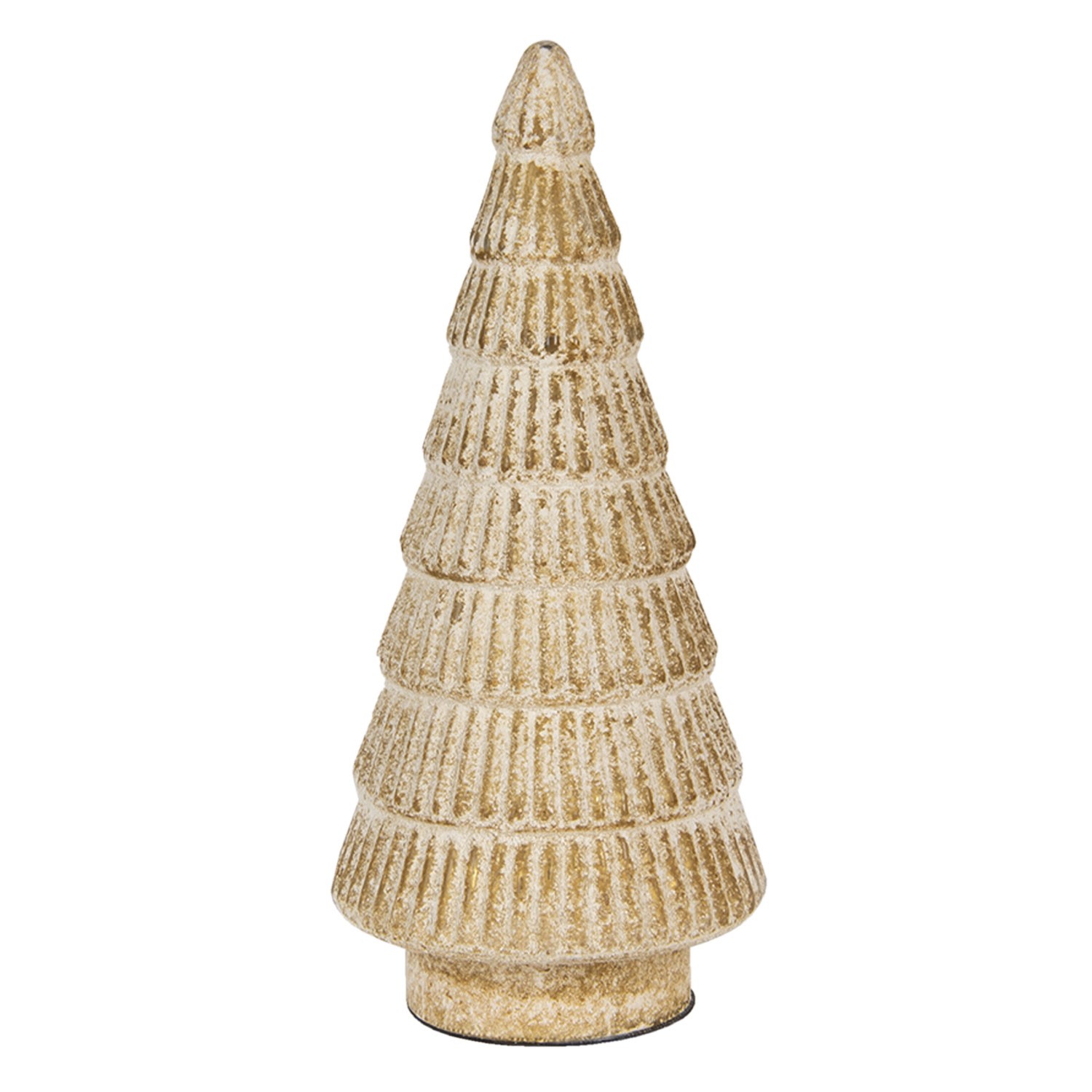 Bílo-zlatý antik skleněný vánoční stromek - 15*31 cm Clayre & Eef