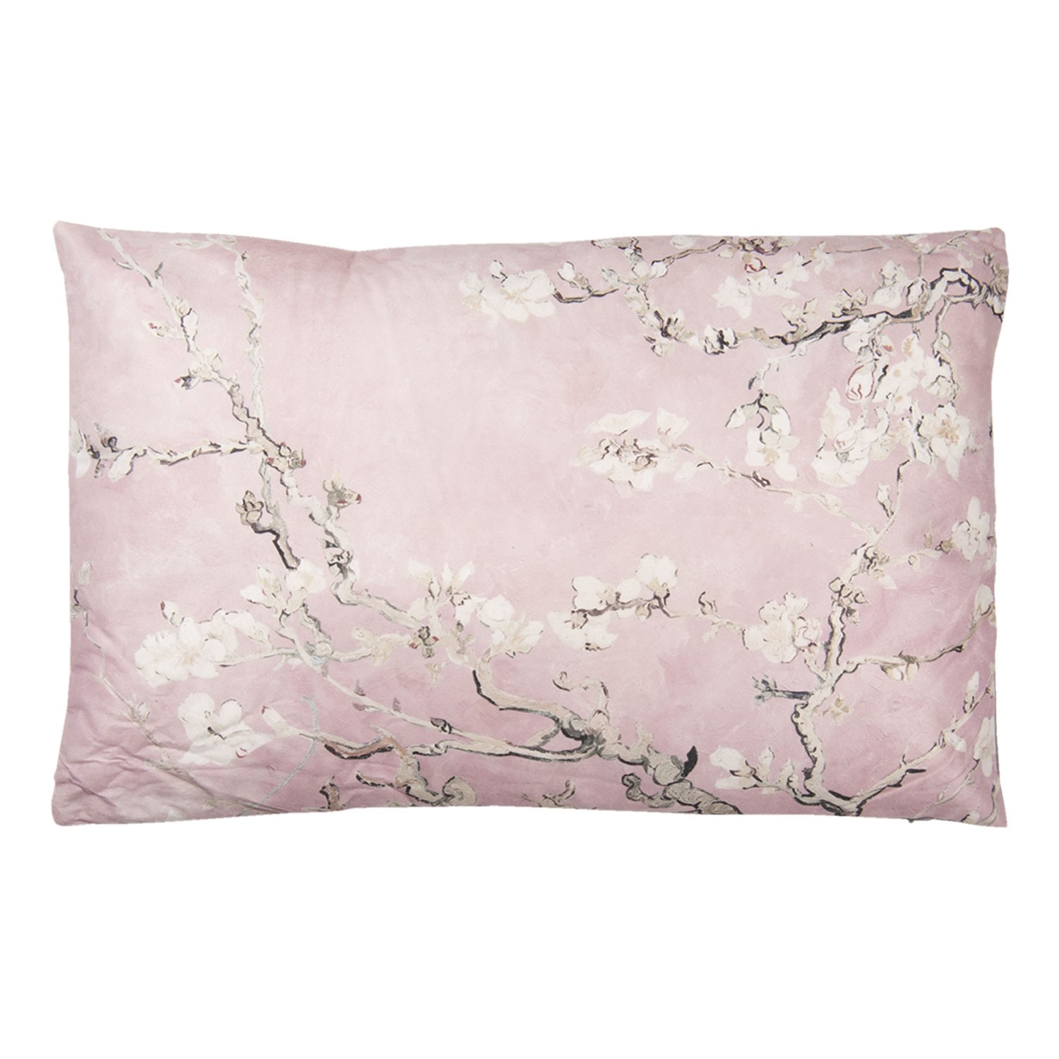 Světle růžový polštář s výplní a motivem větviček a drobných květů - 60*40 cm Clayre & Eef
