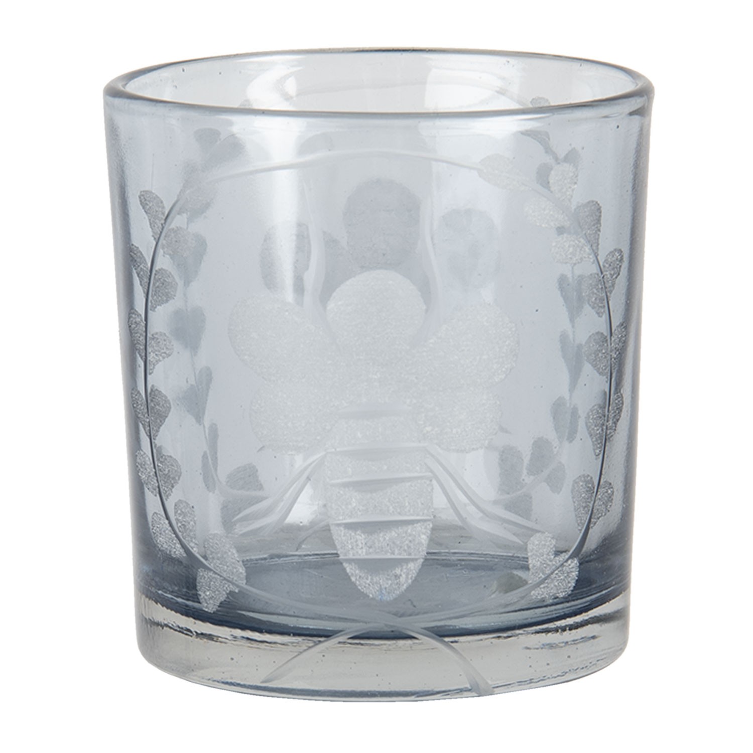 Skleněný svícen na čajovou svíčku s motivem včely - 7*8 cm Clayre & Eef
