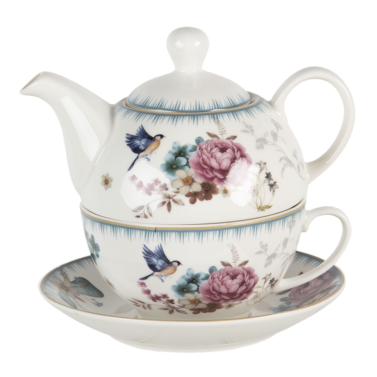 Tea for one s motivem květin a ptáčka Pivoine - 0,46L Clayre & Eef