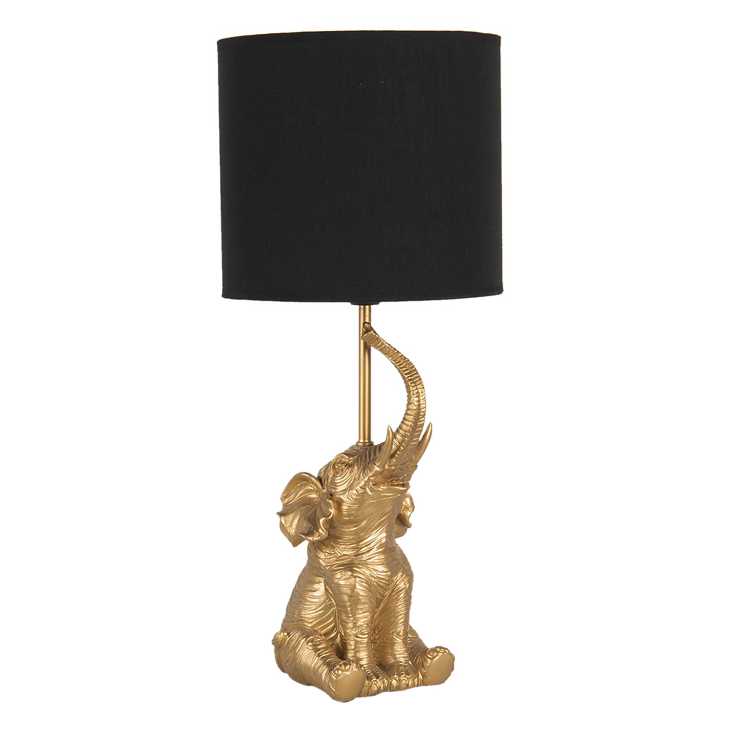 Zlato černá stolní lampa Slůně - Ø 20*46 cm / E27 Clayre & Eef