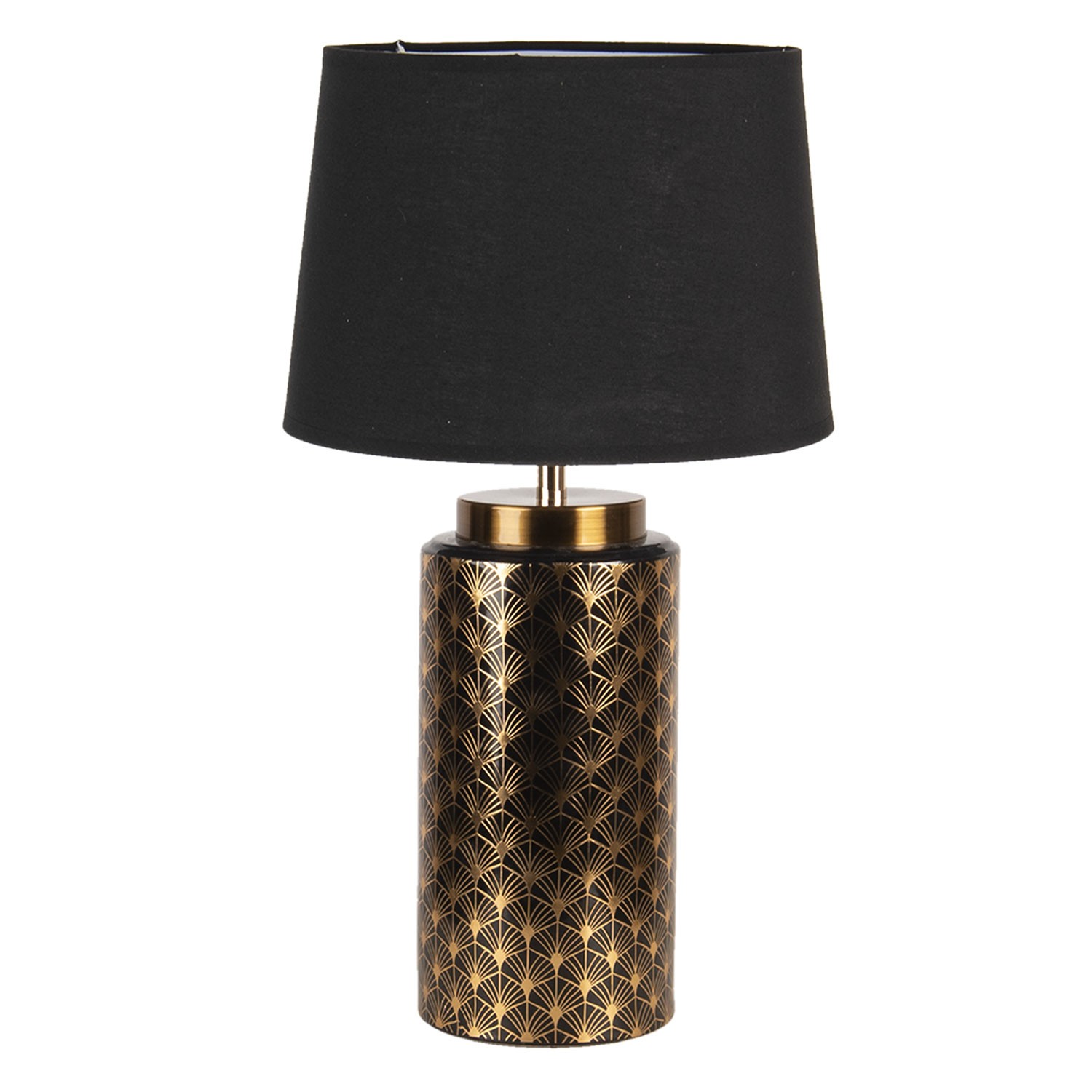 Zlato černá stolní lampa Valentina - Ø 28*51 cm E27/max 60W Clayre & Eef