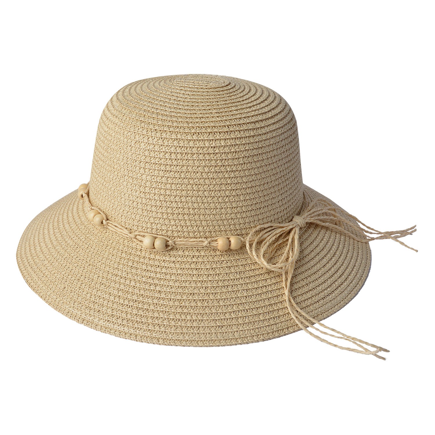 Přírodní klobouk se šňůrkou a korálky - Ø 58 cm Clayre & Eef