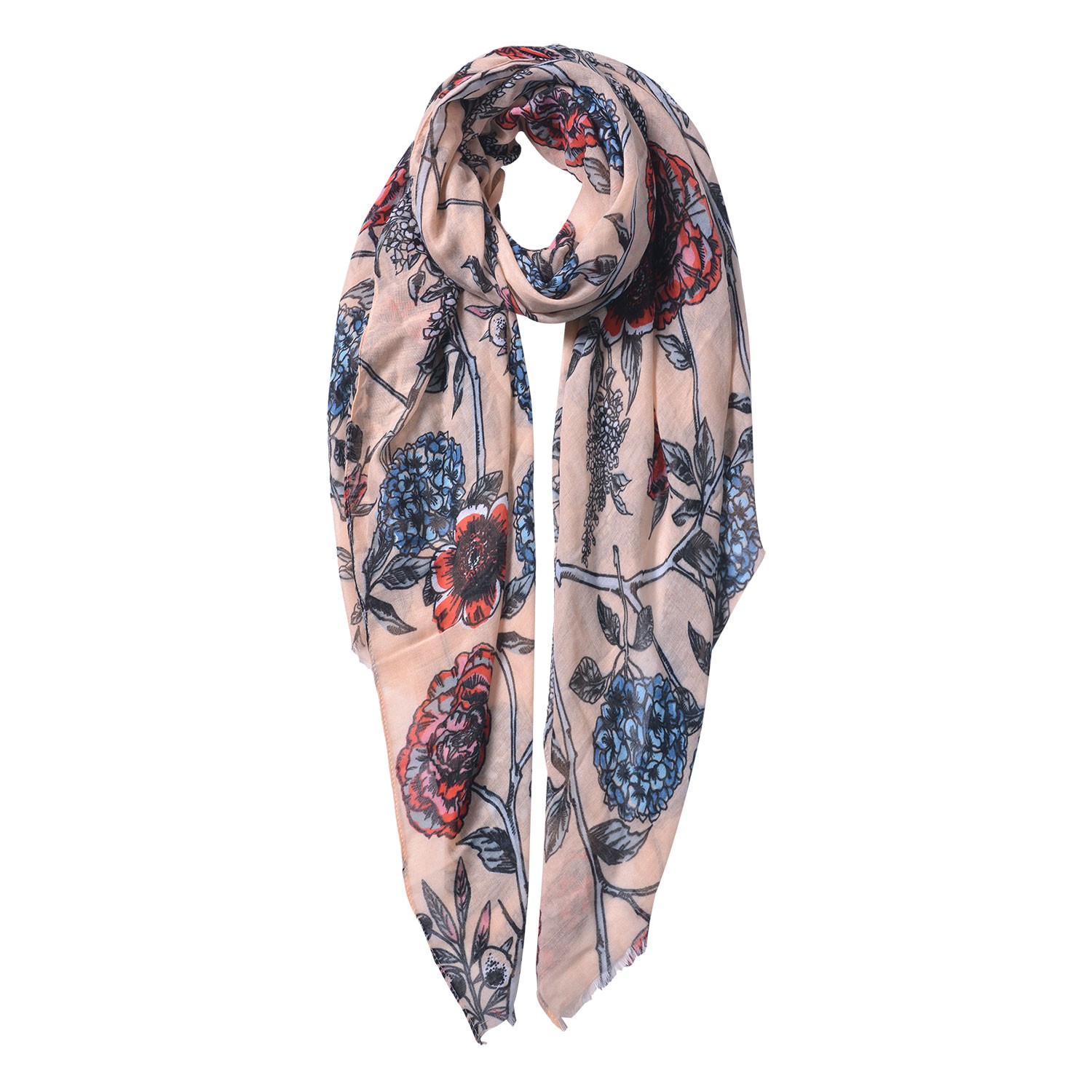 Růžový šátek s potiskem květin - 87*180 cm Clayre & Eef