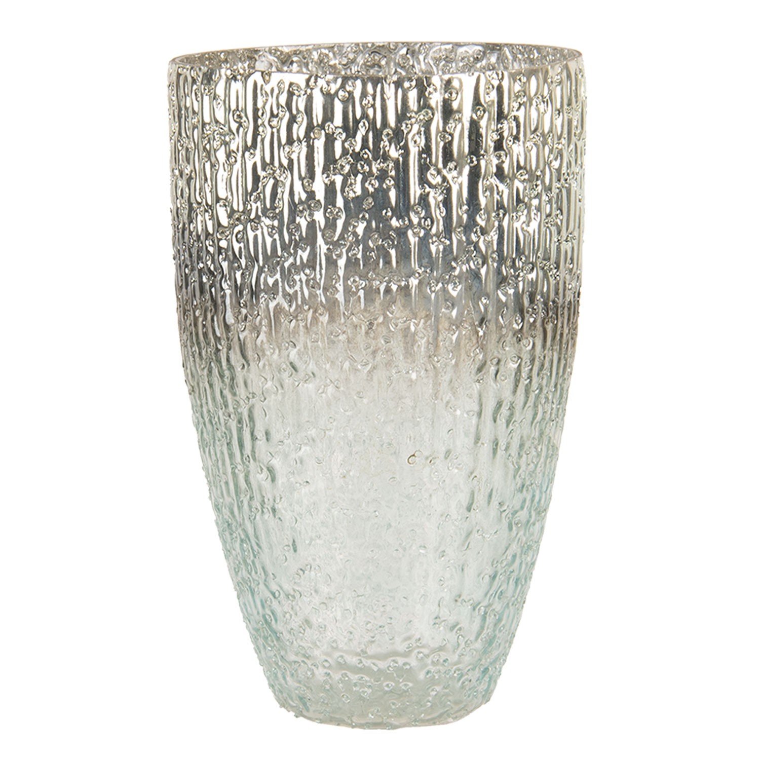 Šedo stříbrný skleněný svícen Jacinta mini - Ø 12*20 cm Clayre & Eef