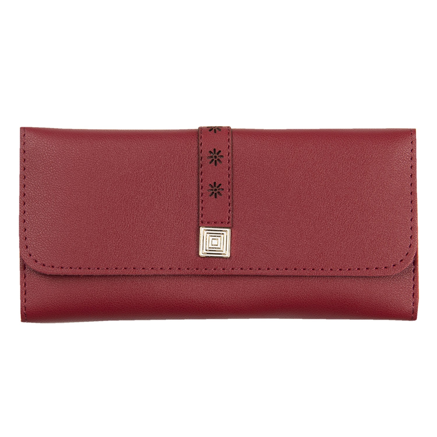 Červená peněženka Flower se stříbrným zapínáním - 19*9 cm Clayre & Eef