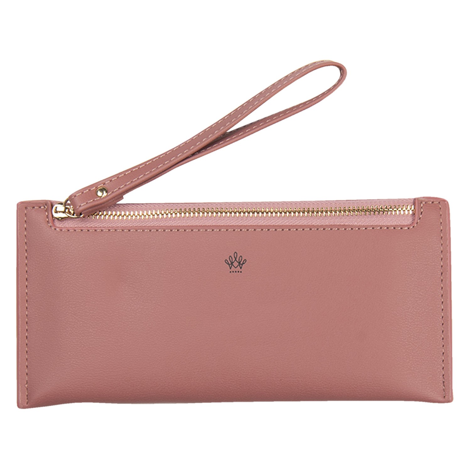 Růžová koženková peněženka Aida s poutkem - 21*10 cm Clayre & Eef