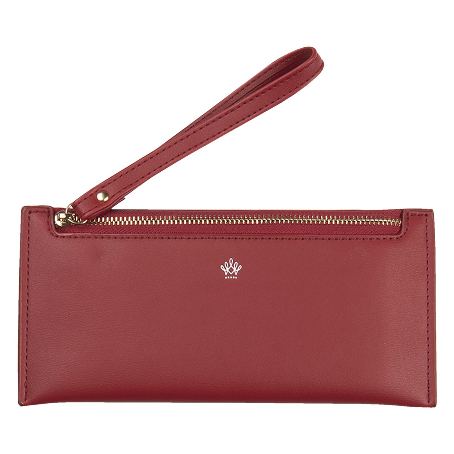 Červená koženková peněženka Aida s poutkem - 21*10 cm Clayre & Eef