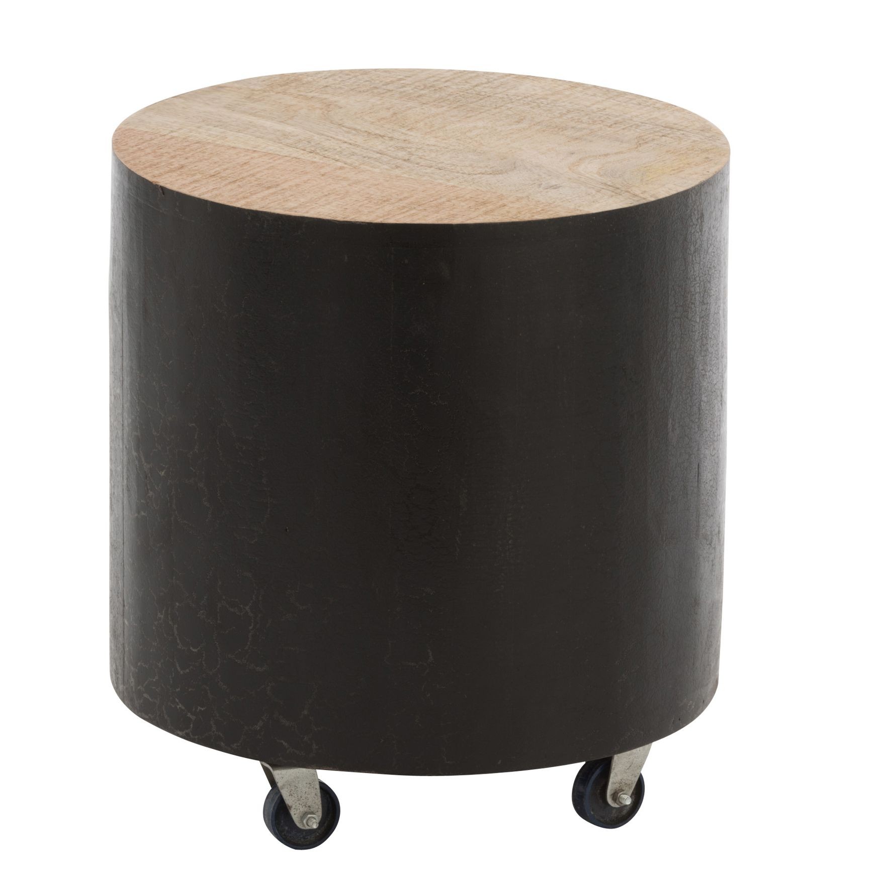 Dřevěný kulatý odkládací stolek na kolečkách Mirro - Ø 40*44cm J-Line by Jolipa