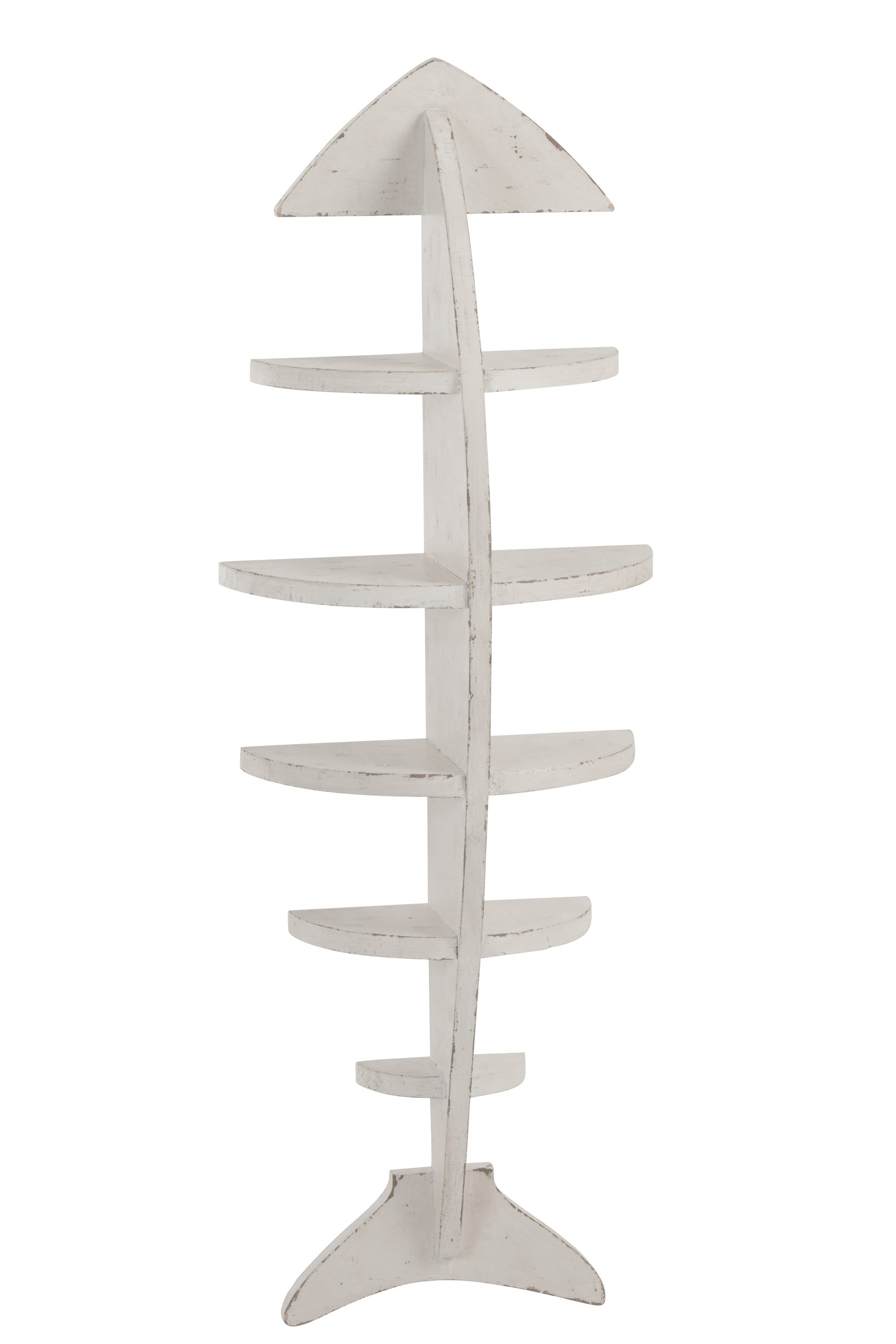 Bílá dřevěná nástěnná police ve tvaru ryby Fish - 35*18*102 cm J-Line by Jolipa