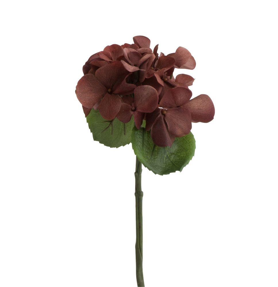 Hnědá dekorační květina Hortenzie - 12*32 cm J-Line by Jolipa