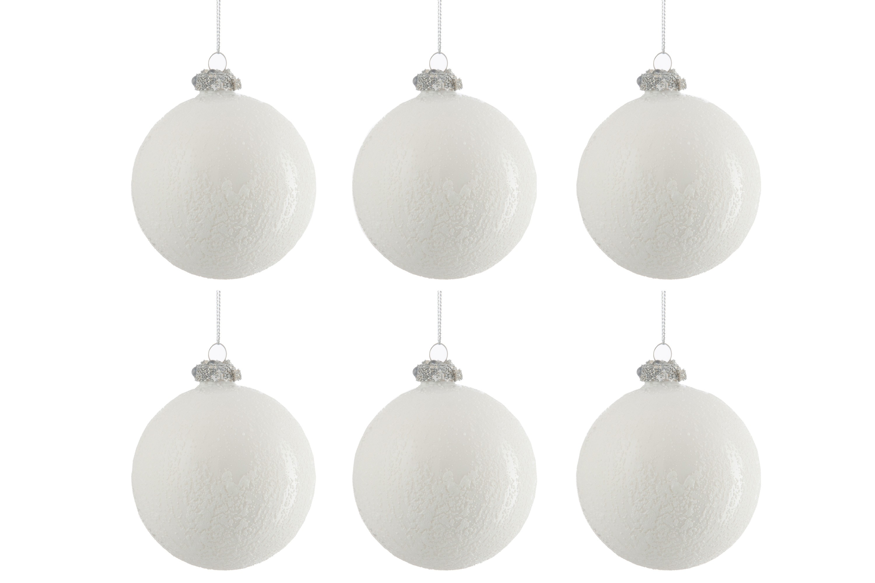 Sada bílých vánočních koulí s patinou ( 6 ks) - 28,5*20,5*9,5 cm J-Line by Jolipa