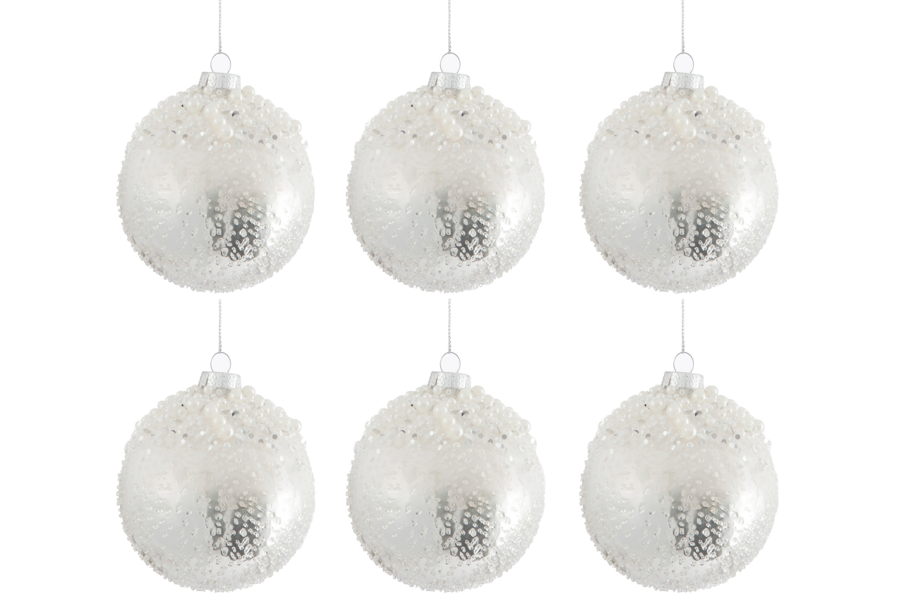 Sada bílo stříbrných vánočních koulí ( 6ks) - 29,9*20,5*9,5 cm J-Line by Jolipa