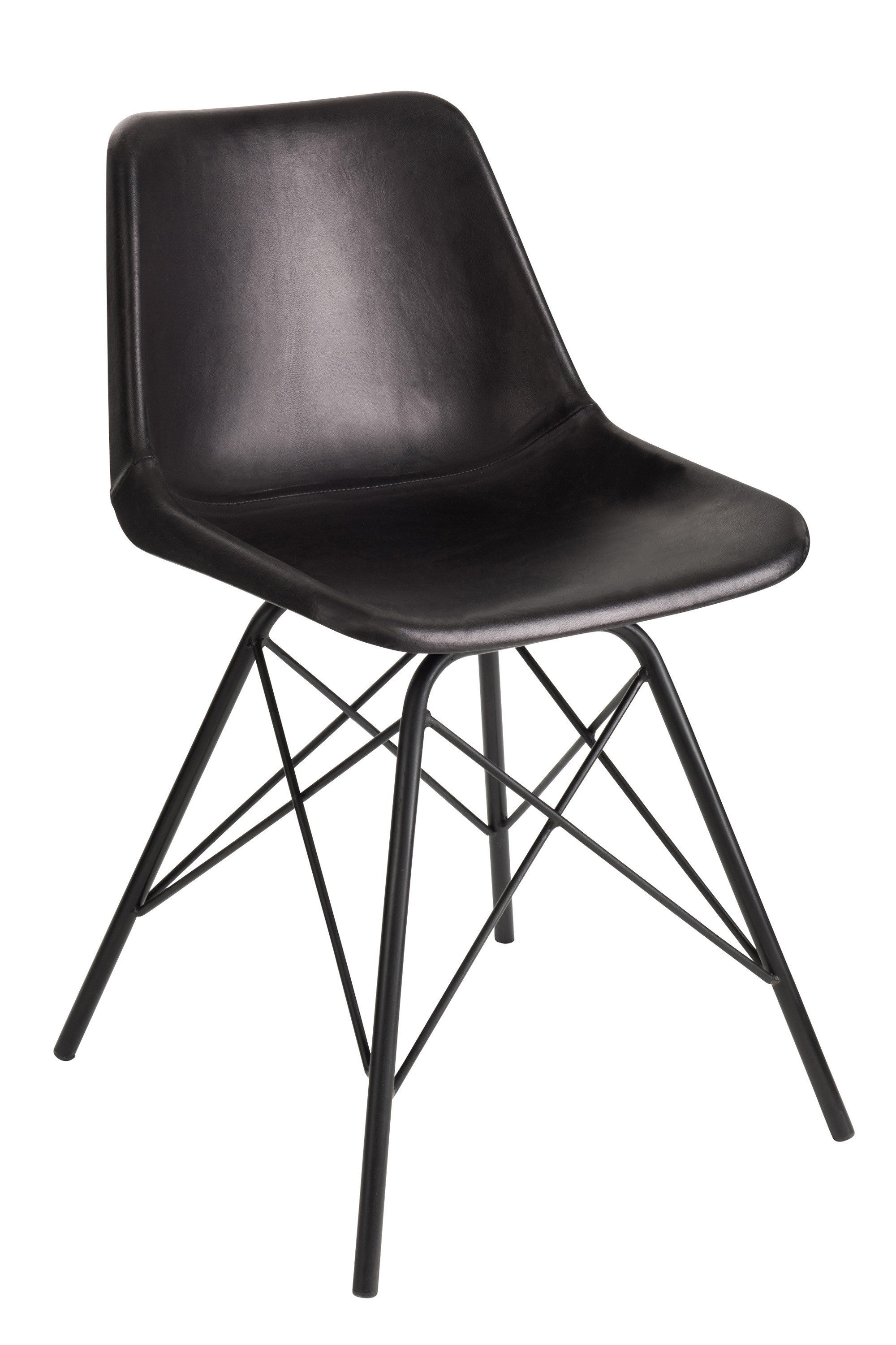 Černá designová židle Mocus potažená koženkou s kovovou konstrukcí - 46*49*79 cm J-Line by Jolipa