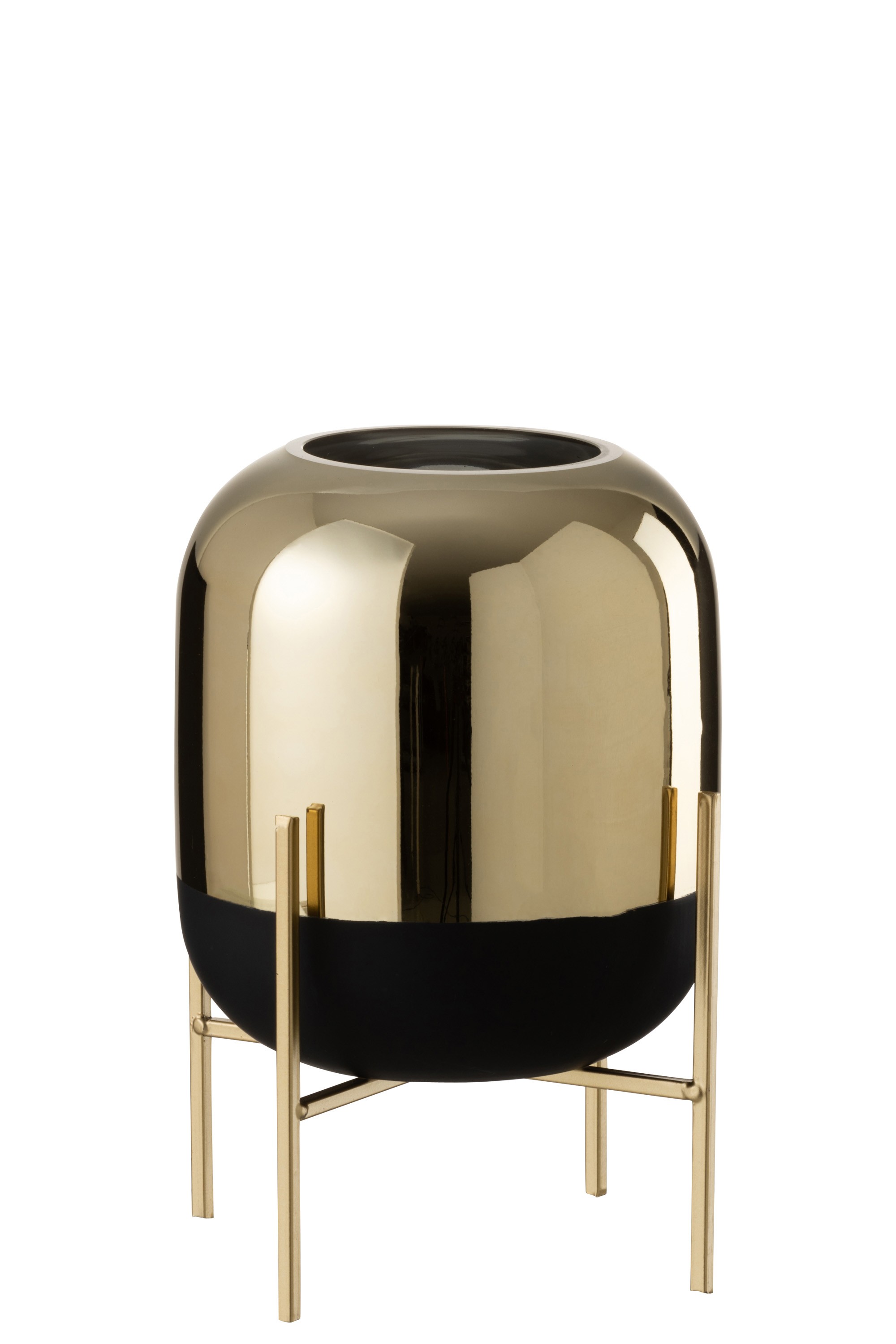 Skleněná černo-zlatá dekorační váza na podstavci - Ø 20*27cm J-Line by Jolipa