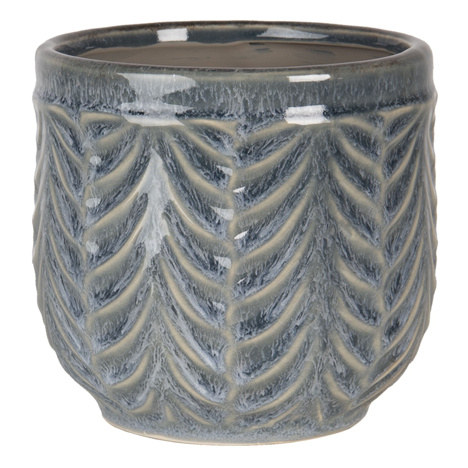 Šedo-modrý keramický obal na květiny M - Ø 15*14 cm Clayre & Eef