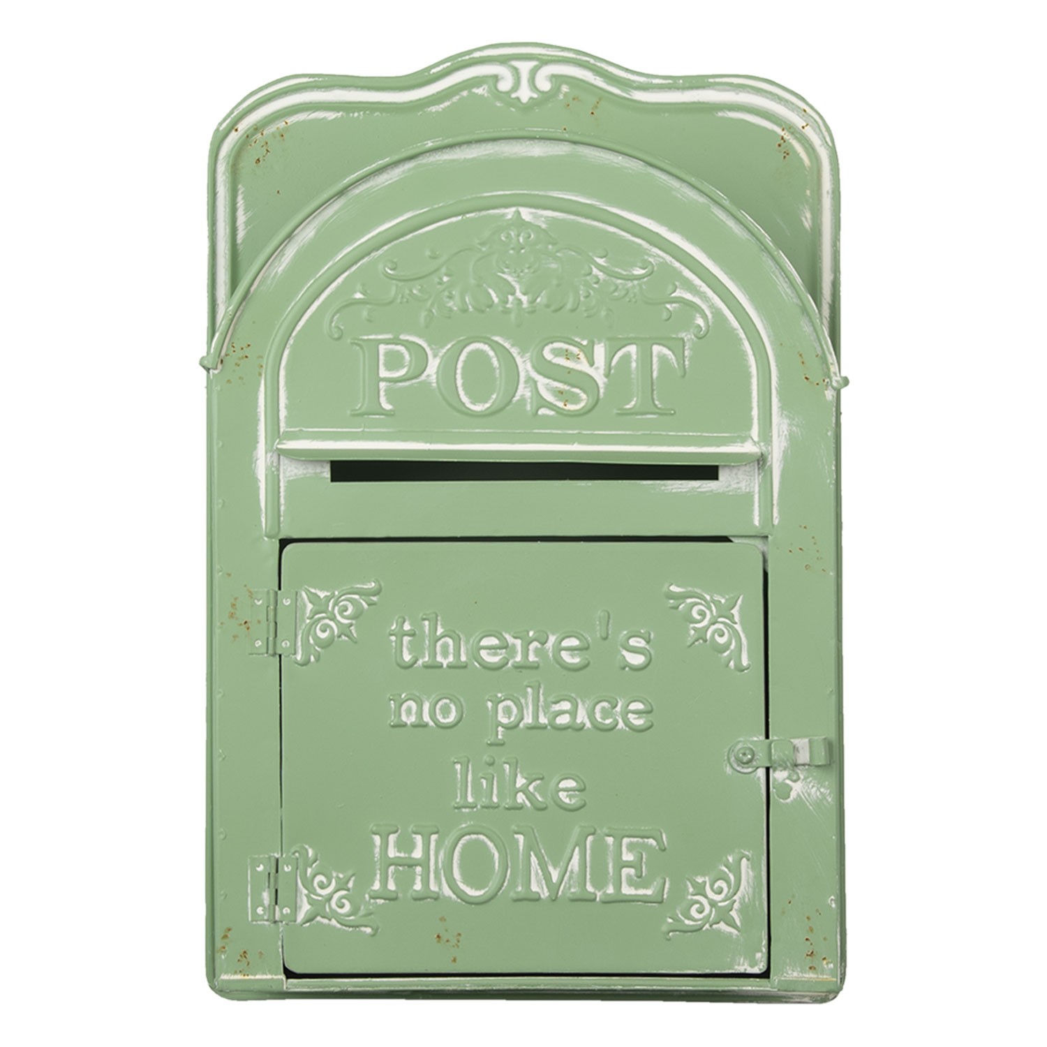Zelená retro poštovní schránka Post Home s patinou  - 26*9*39 cm Clayre & Eef