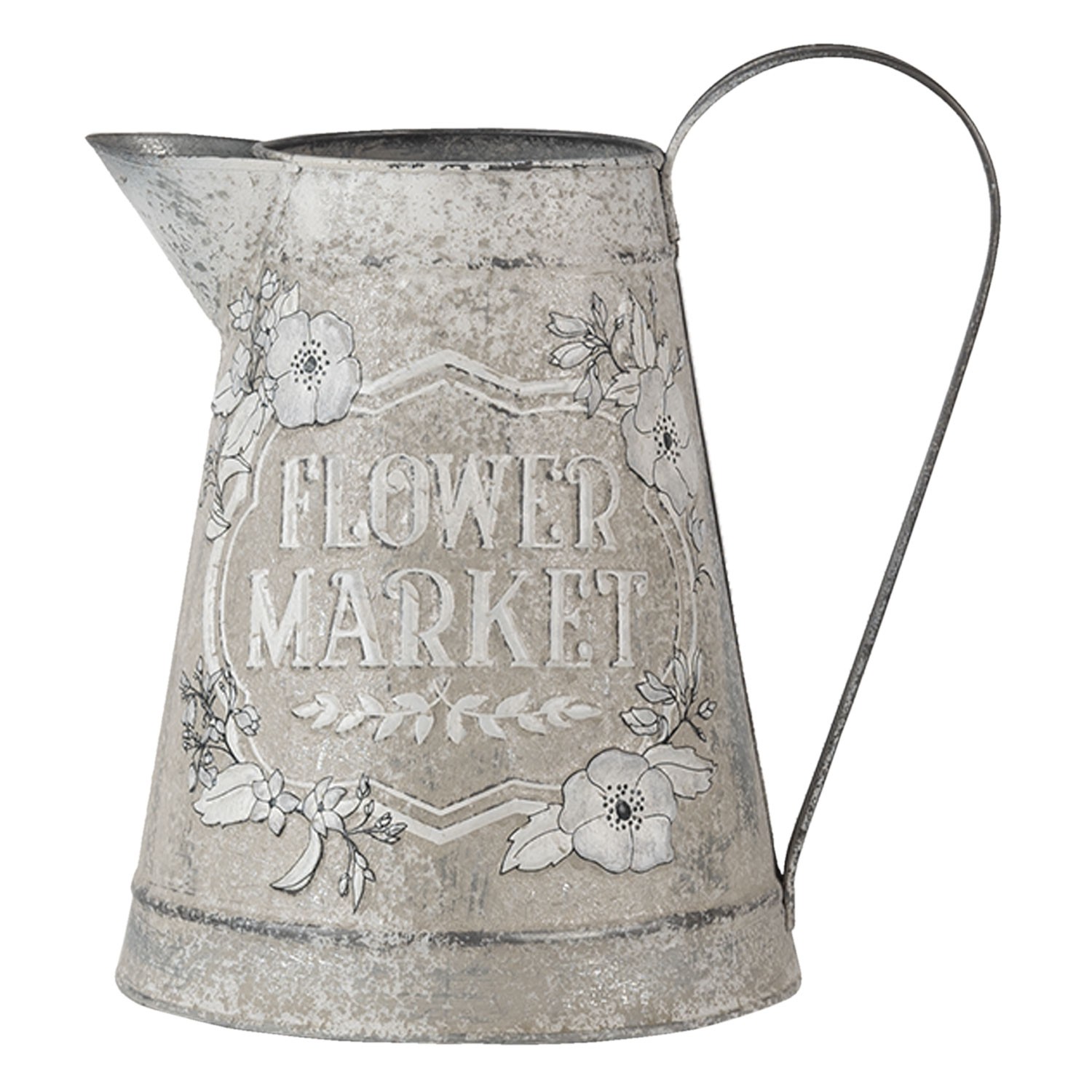 Dekorativní béžový džbán Flower market s patinou - 17*17*23 cm Clayre & Eef