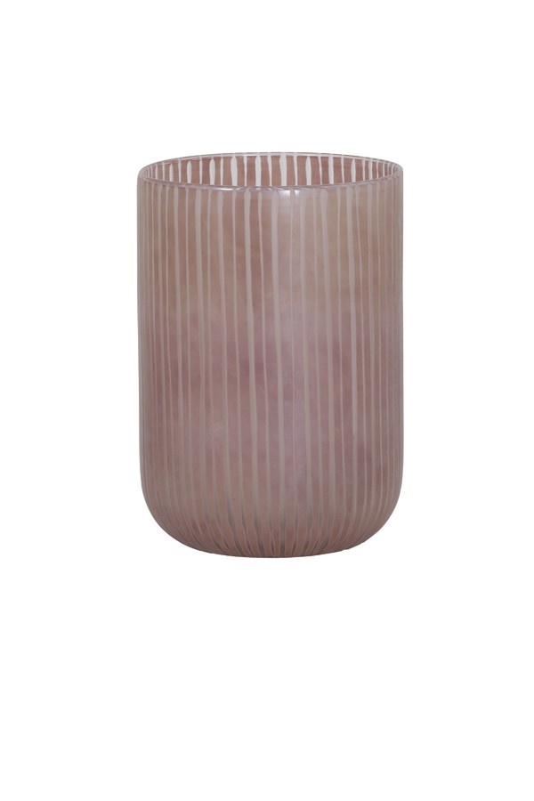 Skleněná proužkovaná růžová váza Tollegno - Ø 16,5 * 22 cm Light & Living