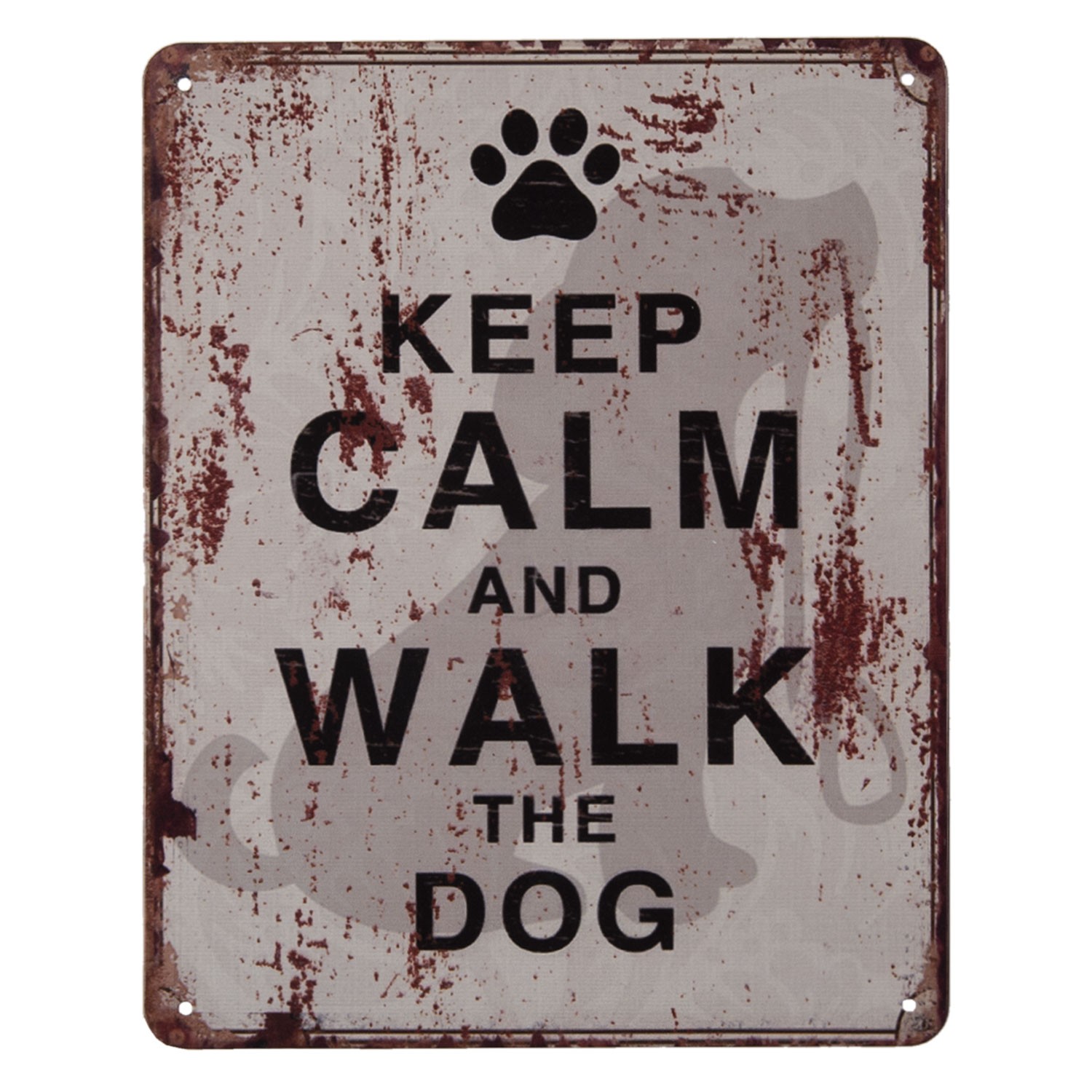 Nástěnná kovová cedule Keep Calm Walk a Dog - 20*25 cm Clayre & Eef