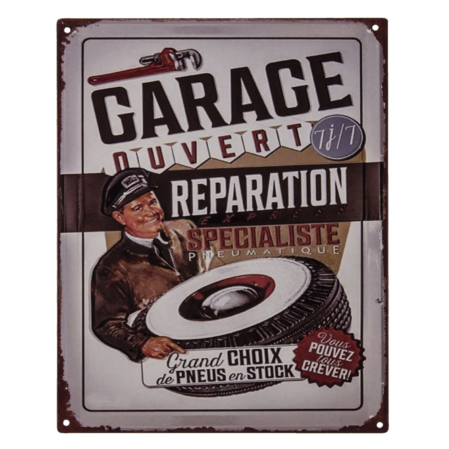 Nástěnná kovová cedule Garage Reparation - 25*20 cm Clayre & Eef