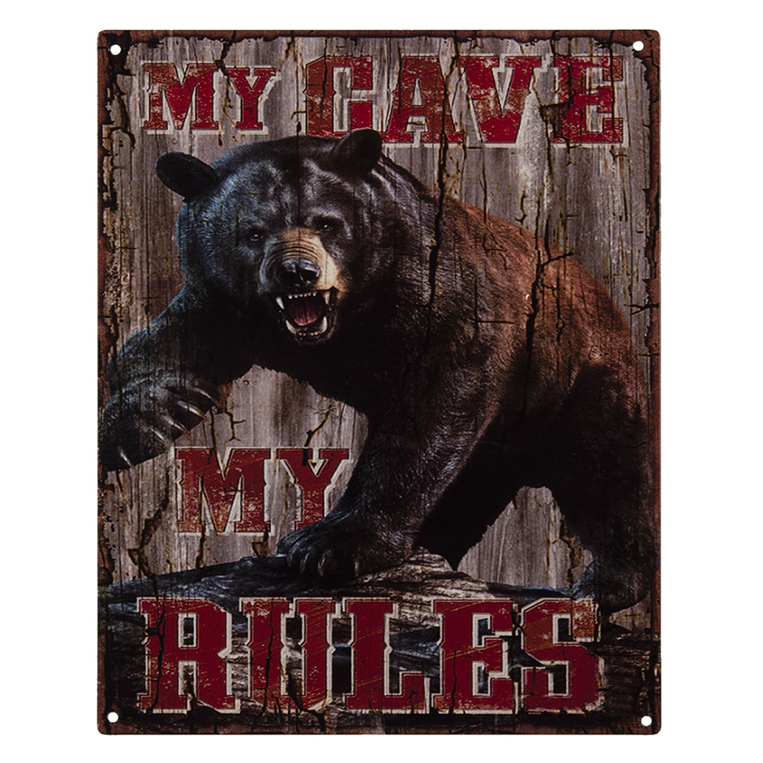 Nástěnná kovová deska s medvědem My Rules - 25*20 cm Clayre & Eef