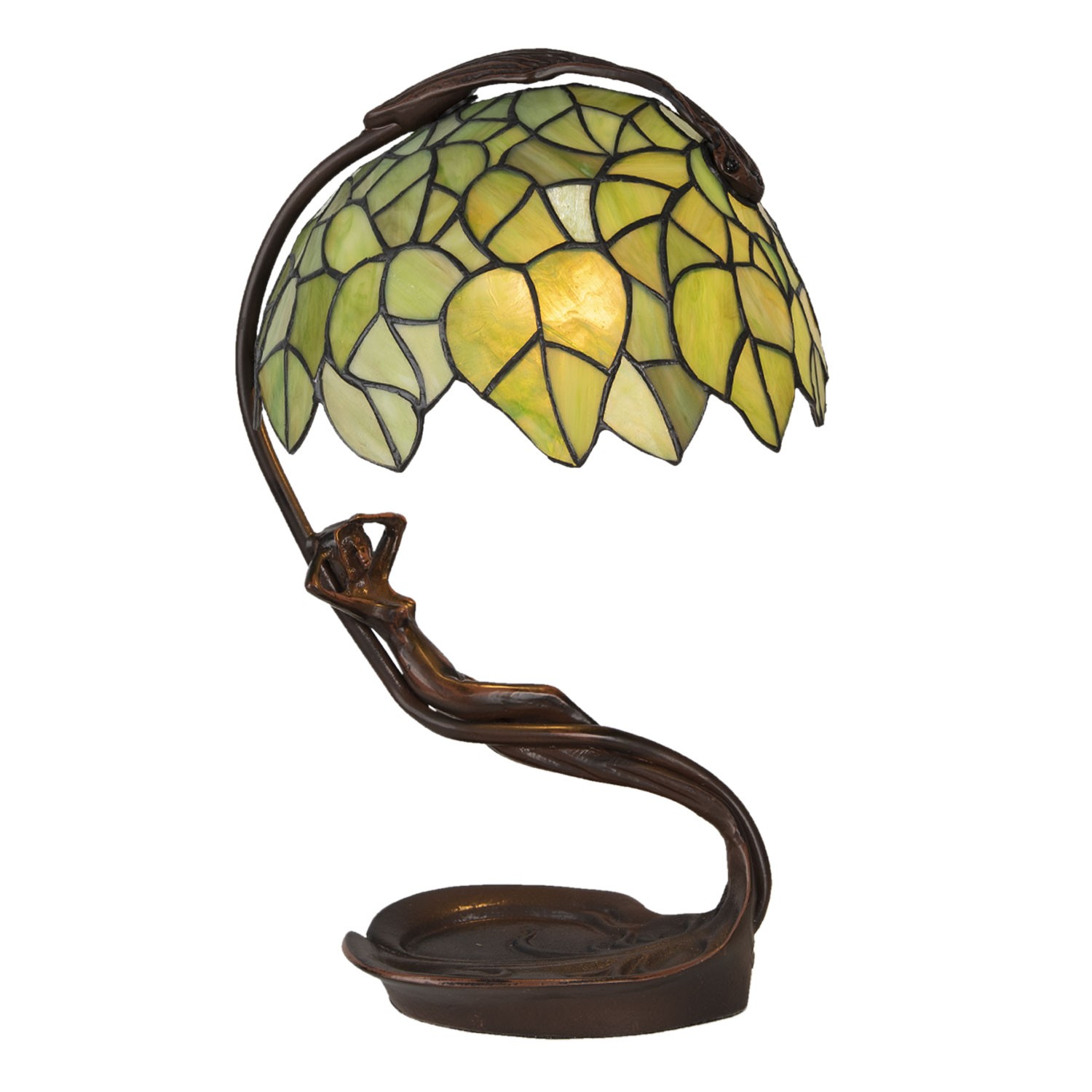 Zelená stolní lampa Tiffany Beth - 28*20*41 cm E27/max 1*40W Clayre & Eef