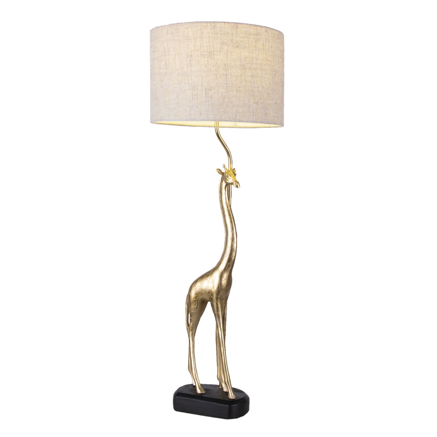 Zlatá stolní lampa se žirafou a béžovým stínidlem - Ø 30*85 cm / E27 Clayre & Eef