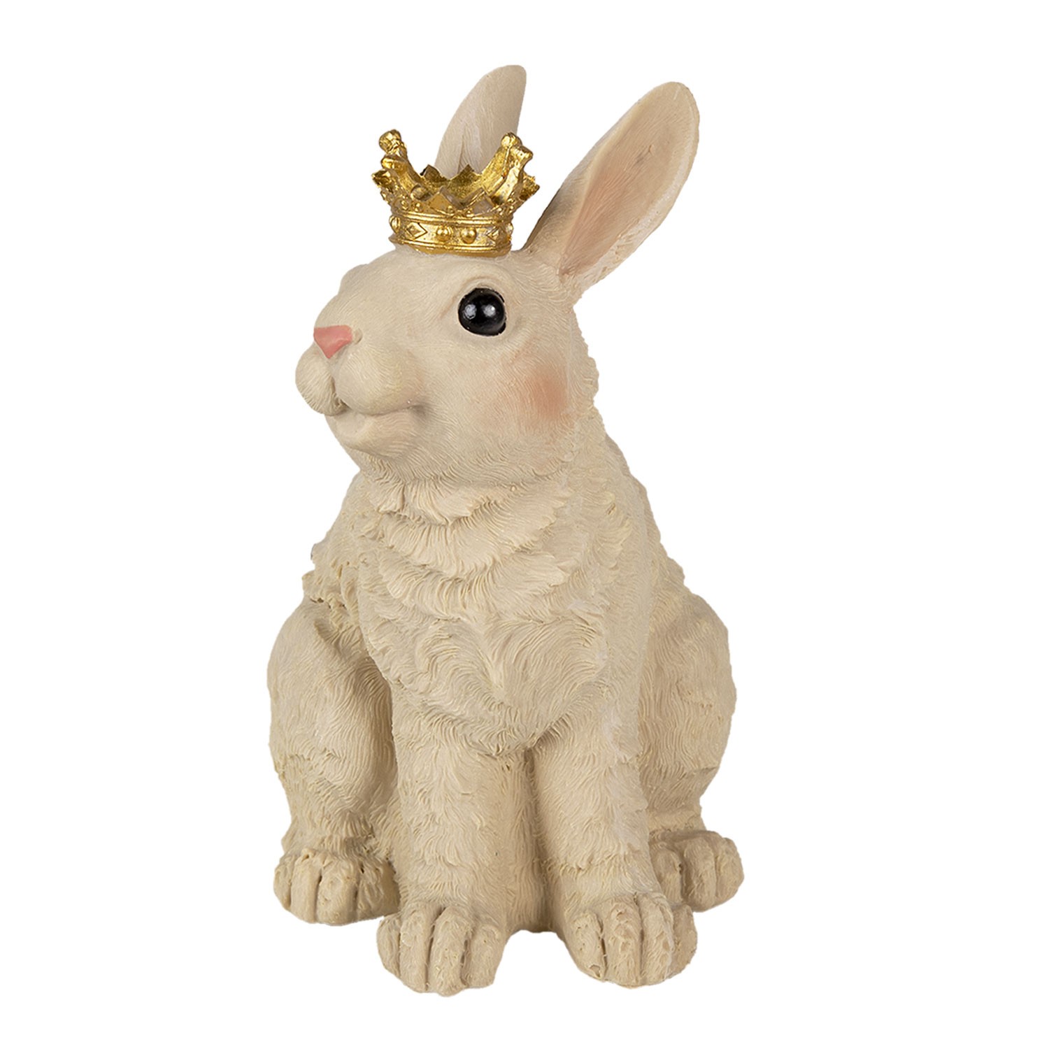 Dekorativní soška králíka se zlatou korunkou - 16*13*23 cm Clayre & Eef