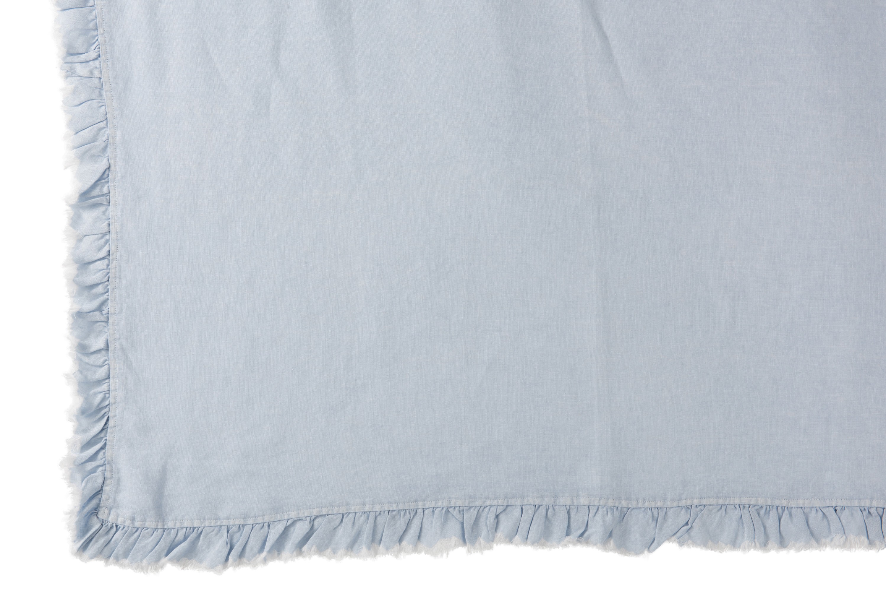 Modrý praný lněný pléd s třasňovitým volánkem Romantic - 150*200 cm J-Line by Jolipa