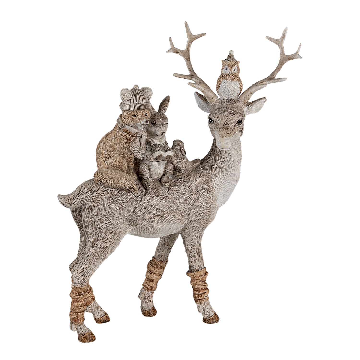 Dekorativní soška jelena se zvířátky na hřbetu - 20*8*25  cm Clayre & Eef