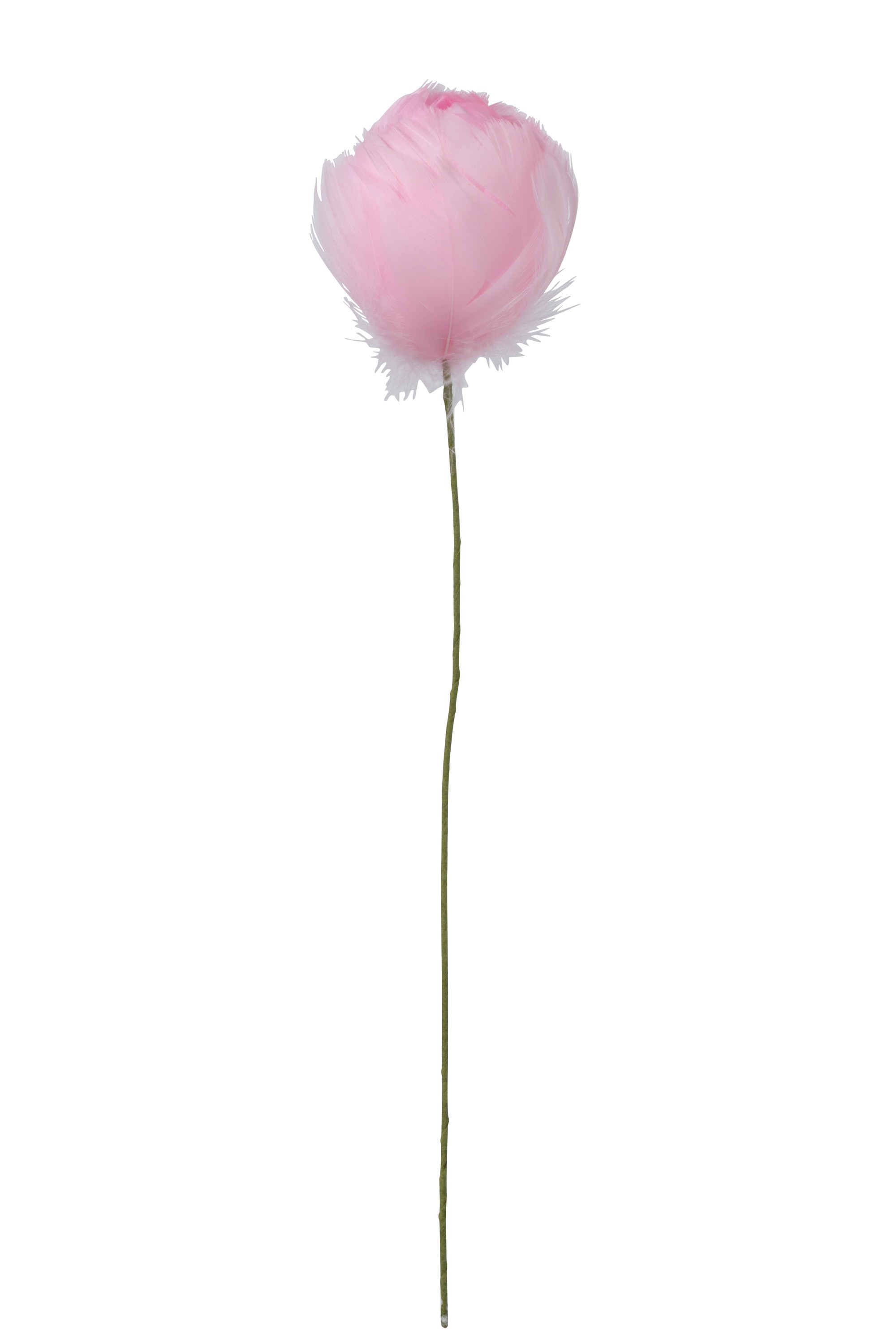 Dekorace růžová květina tulipán z peříček  - Ø12*38cm J-Line by Jolipa