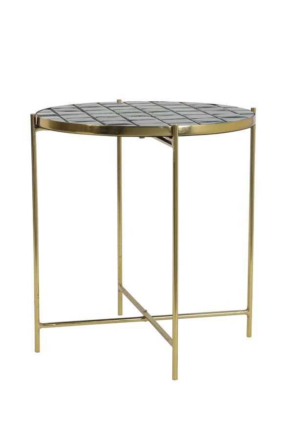 Zlato hnědý kovový stolek Girardot - Ø 41*42 cm Light & Living
